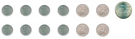 Какими монетами можно уплатить в кассу 8 рублей?
