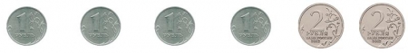 Какими монетами можно заплатить 4 рубля