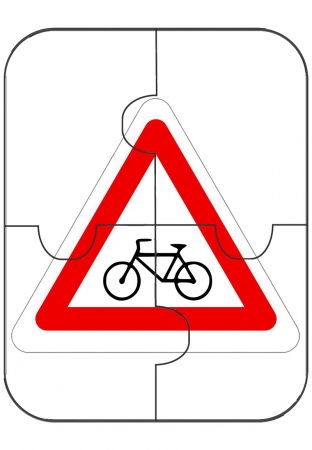 Пазл знак "Пересечение с велосипедной дорожкой"