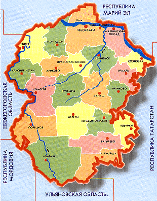 Карта Чувашской республики