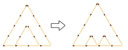 Переложите 2 спички чтобы получилось 3 треугольника