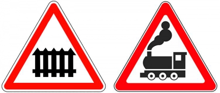 Знак "Железнодорожный переезд" (со шлагбаумом и без)